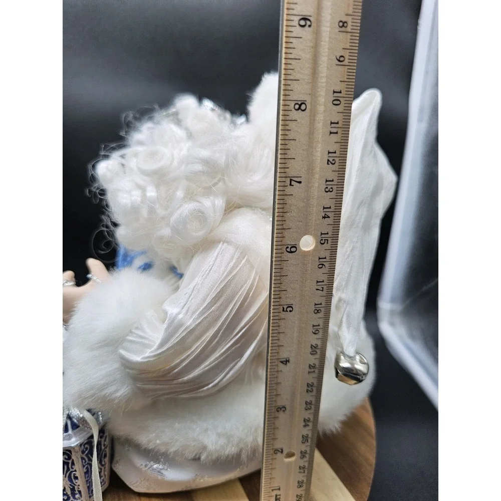 Vintage Santa Claus Shelf Sitter Figurine White‎ & Blue Christmas Décor